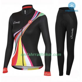 Radbekleidung Radtrikot Langarm + Lang Radhose 2016 Castelli Viva Damen Winter Thermal Fleece N001